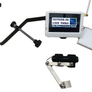 Photo of Outside-In Lock Tools Monitor with logo on camera bracket and camera