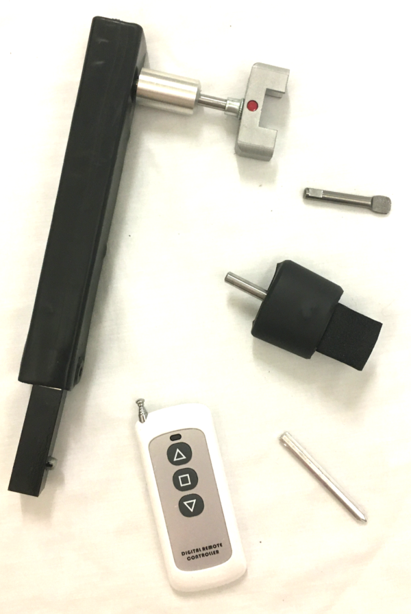 Long black attachment with remote control unit for Locksmiths